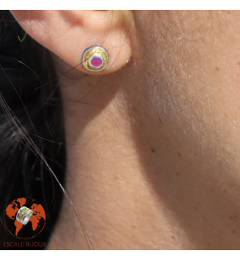 boucles d oreilles puces rubis