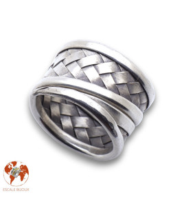 bague tressée argent homme