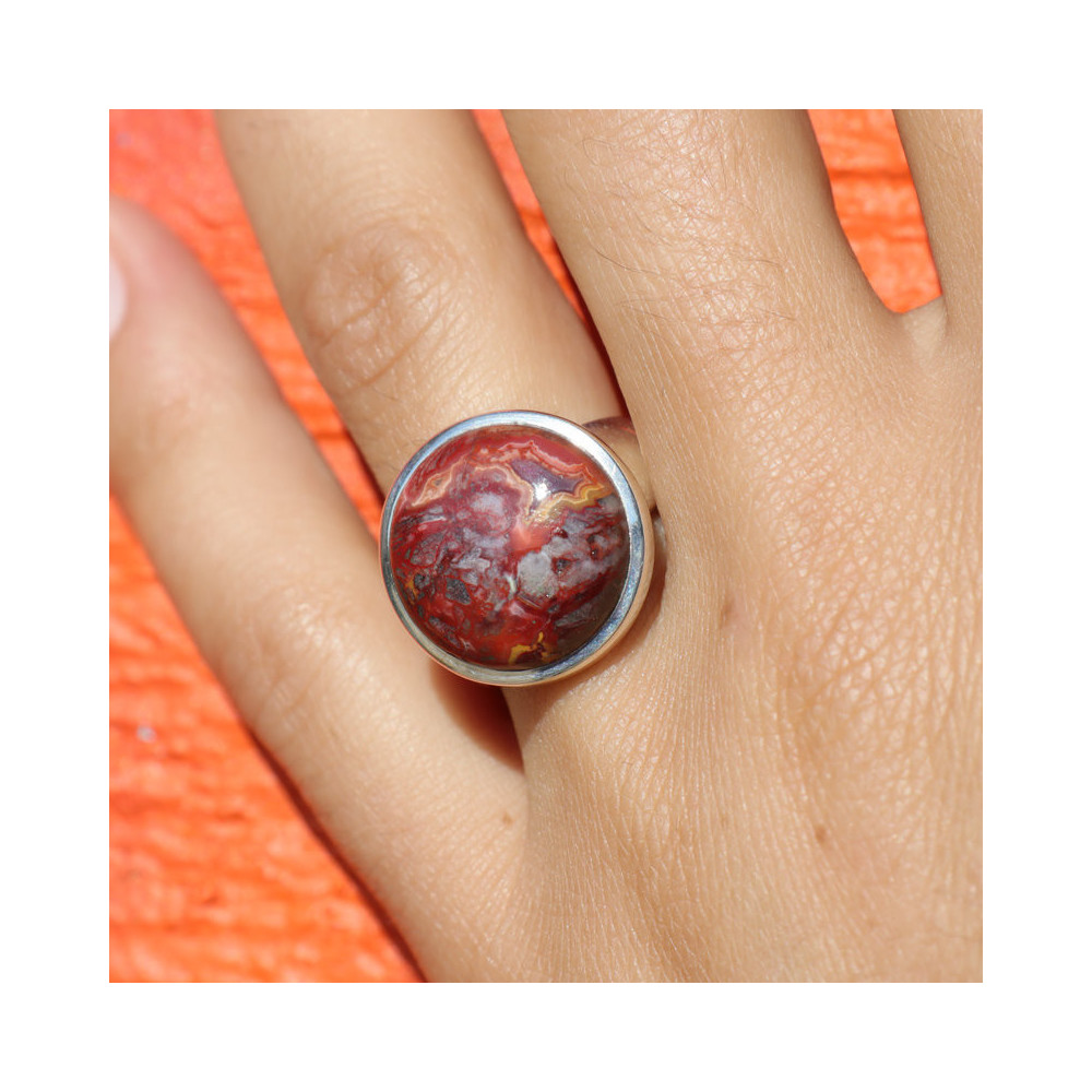 bague argent agate crazy lace femme