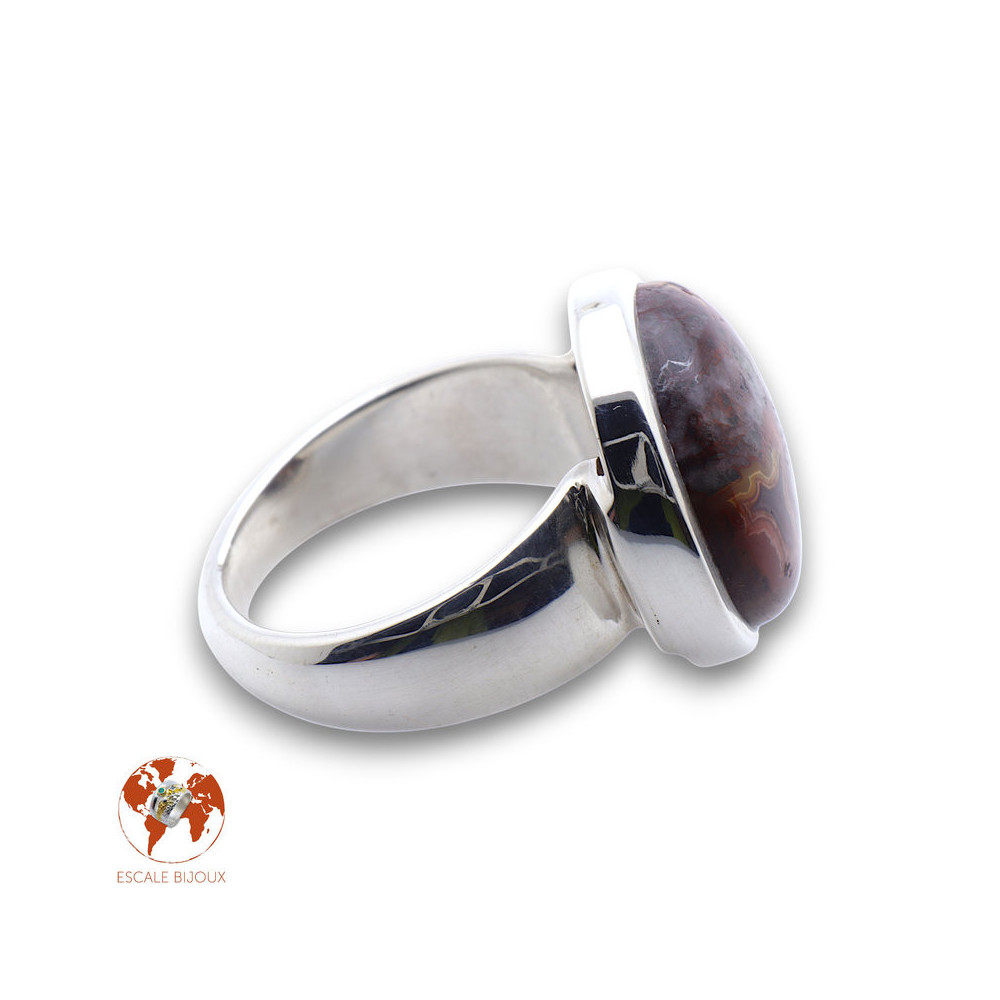 bague agate dentelle folle argent