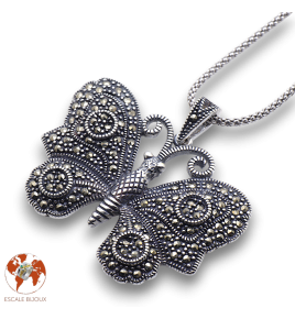 pendentif papillon argent avec marcassite