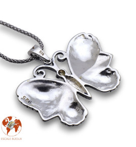 papillon pendentif argent
