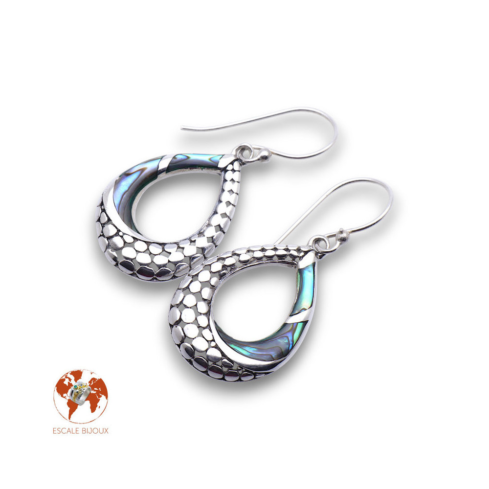 boucles d oreilles argent et abalone femme
