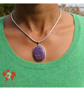 pendentif turquoise violette