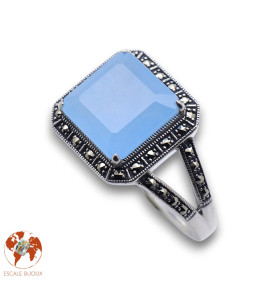 bague pierre jade bleu