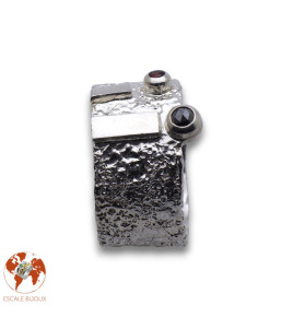bague argent diamant noir grenat