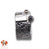 bague argent diamant noir grenat