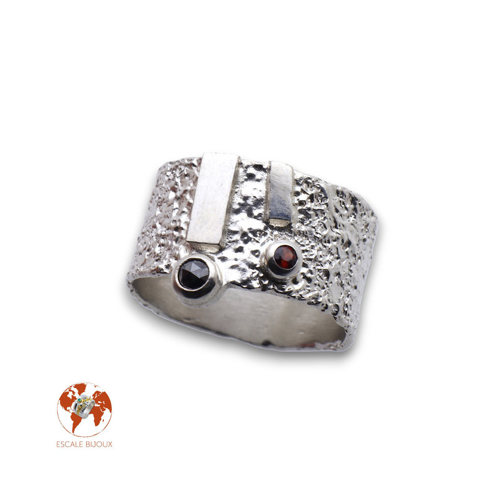 bague grenat argent