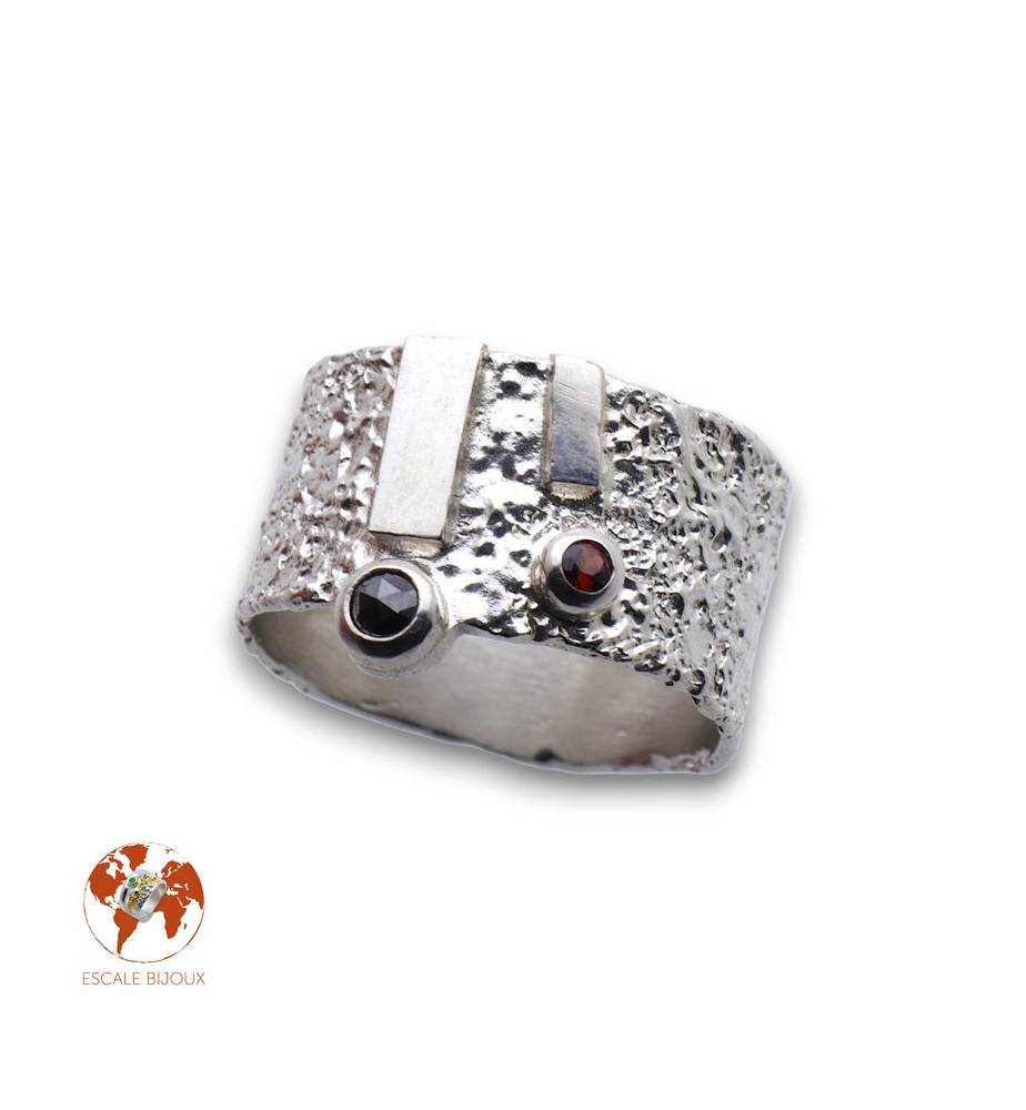 bague grenat argent