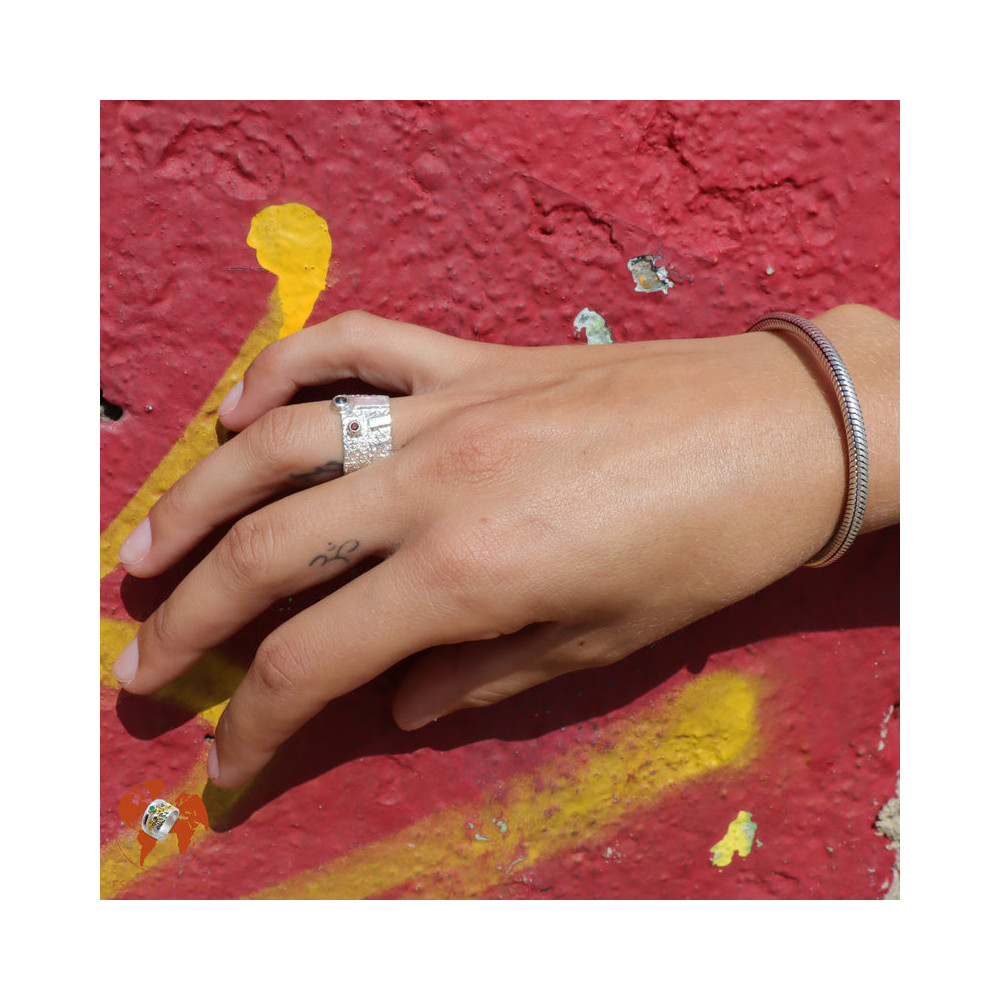 bague grenat argent et diamant noir