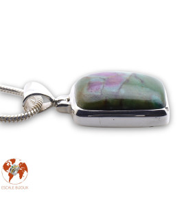pendentif argent rubis sur fuchsite femme