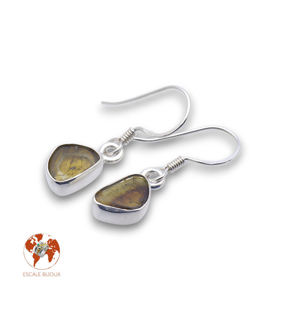 tourmaline jaune boucles d'oreilles argent