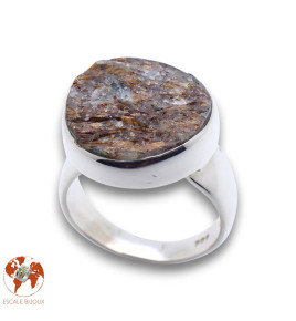 bague pierre brute marron