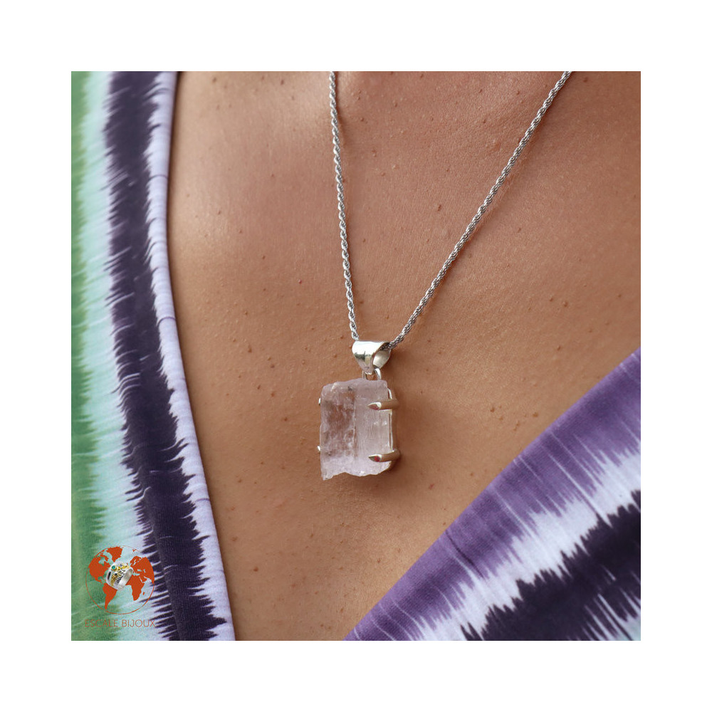 pendentif kunzite argent lilas
