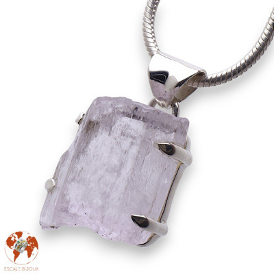 pendentif argent kunzite