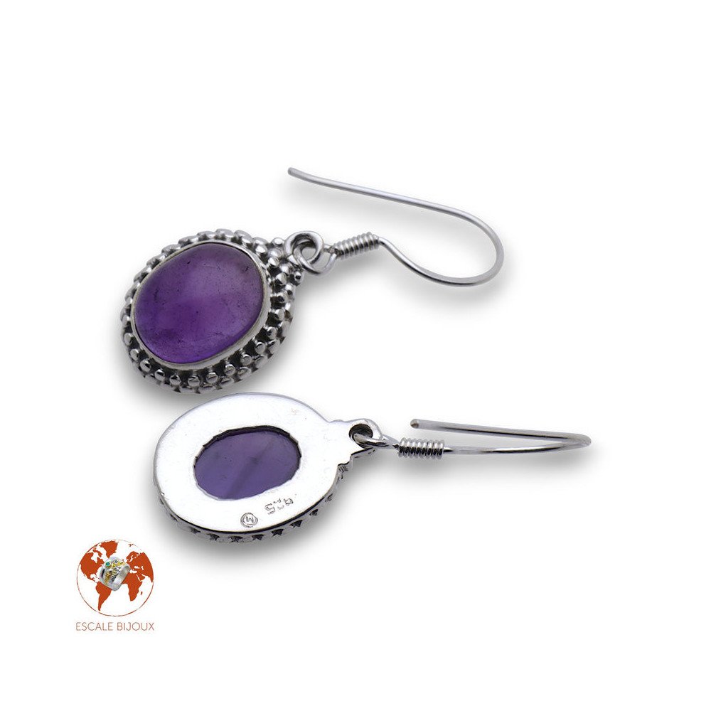 boucles d'oreilles améthyste argent