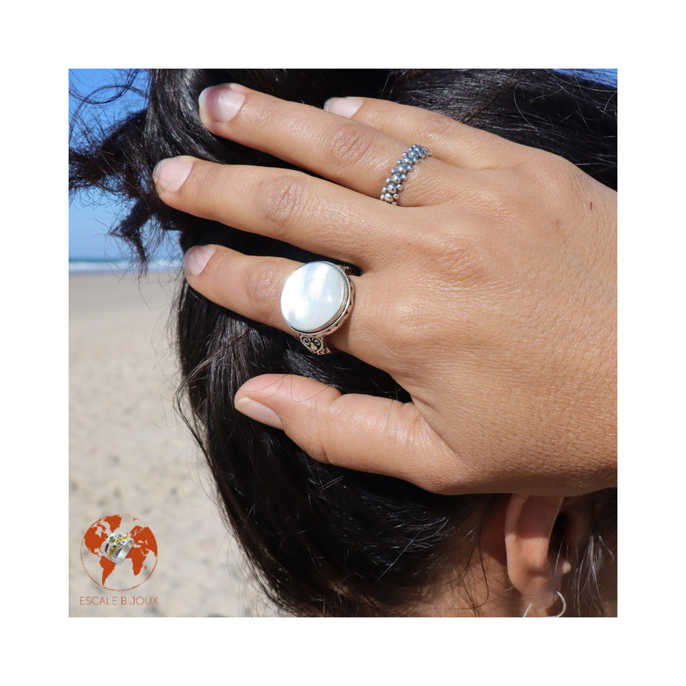 bague argent femme ciselée