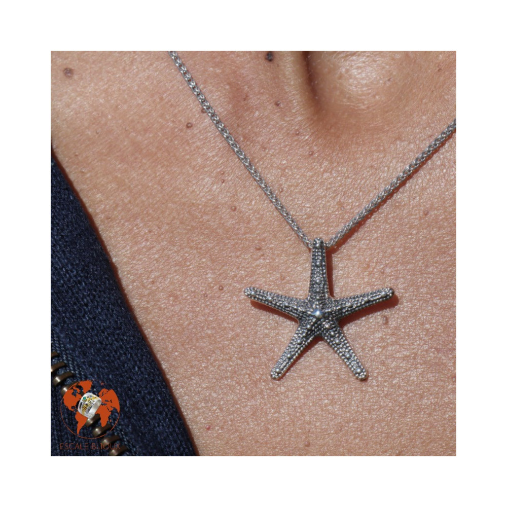 pendentif étoile de mer en argent
