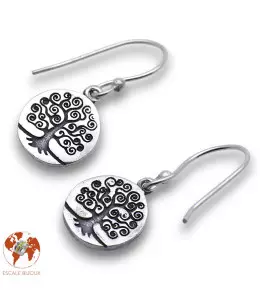 boucles d'oreilles argent arbre de vie