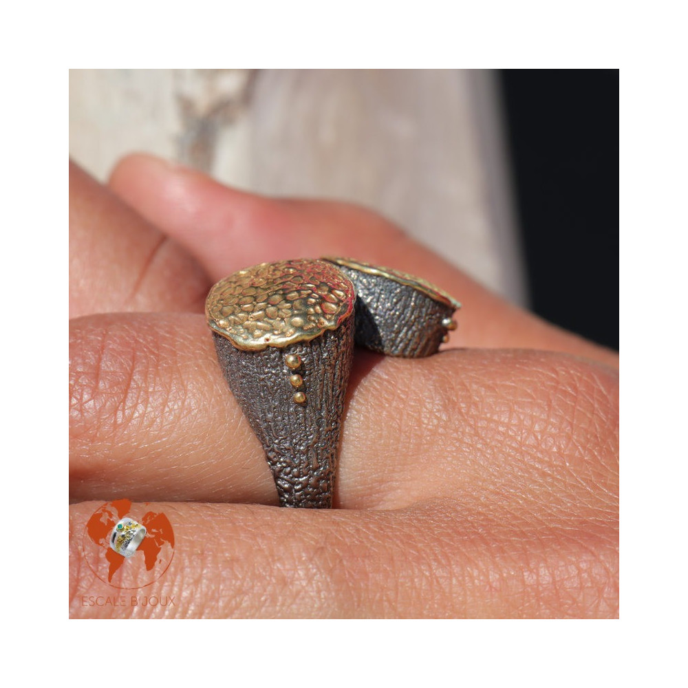 bague argent martelé homme