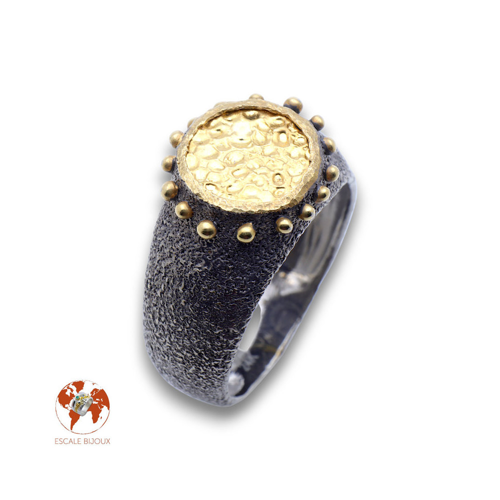bague martelée argent homme