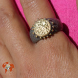 bague argent martelé et or