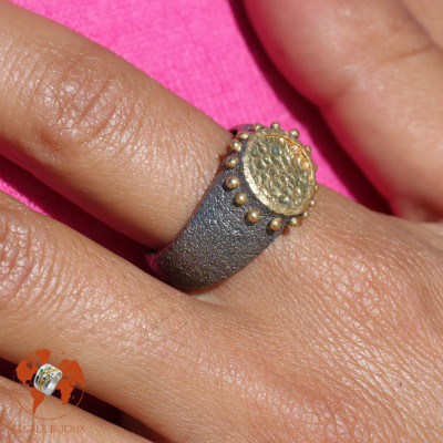bague argent martelé