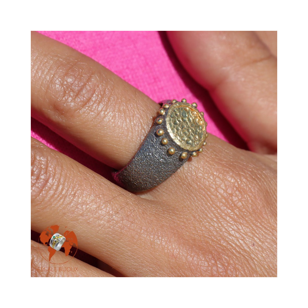 bague argent martelé