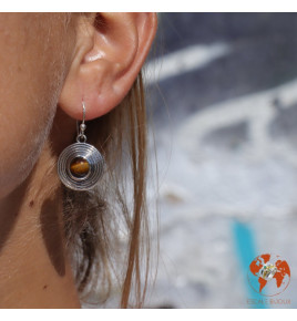 oeil de tigre boucle d'oreille