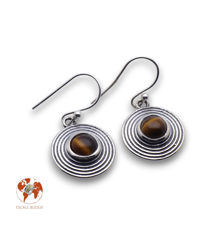 oeil de tigre boucle d'oreille