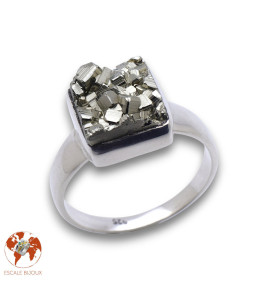 bague pyrite argent