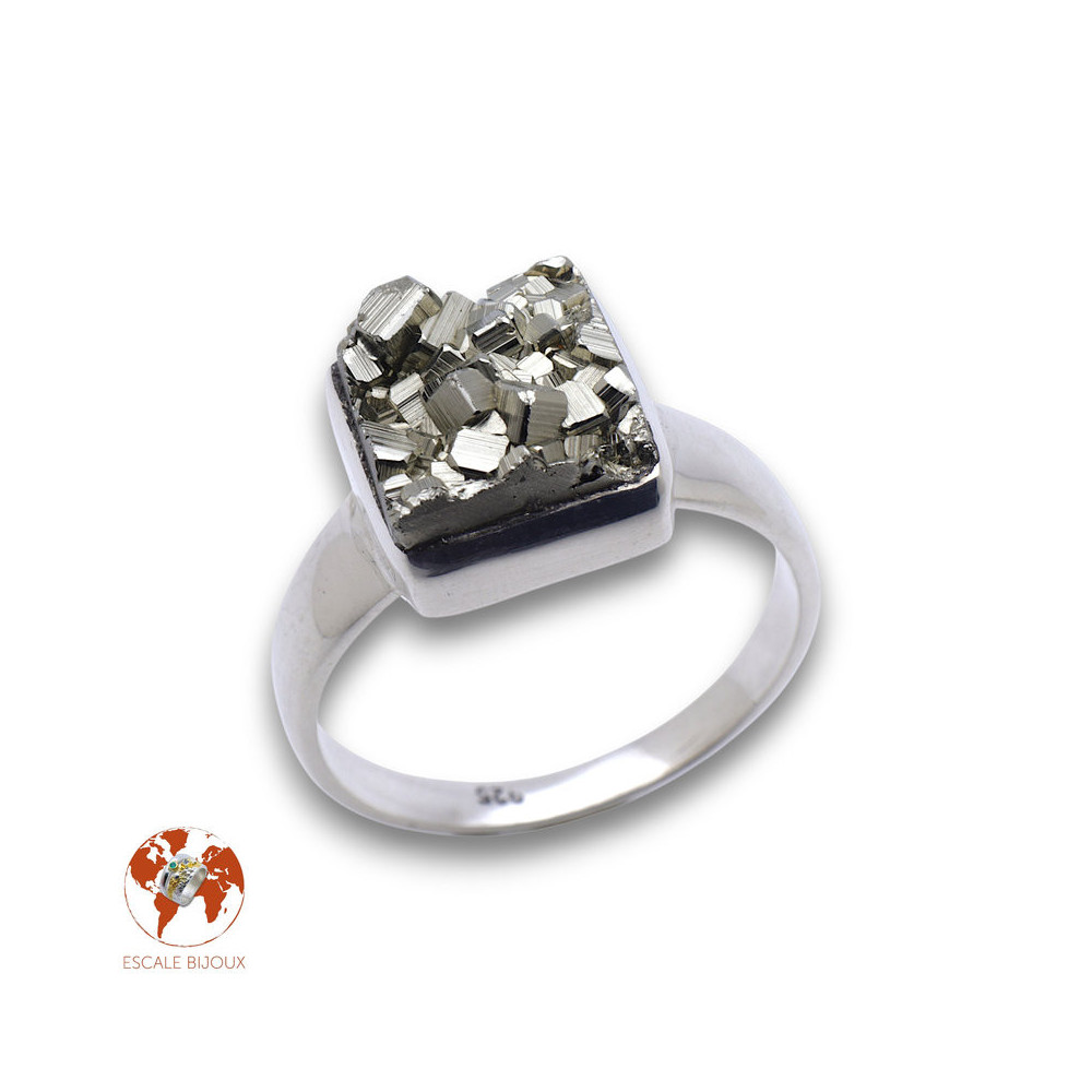 bague pyrite argent