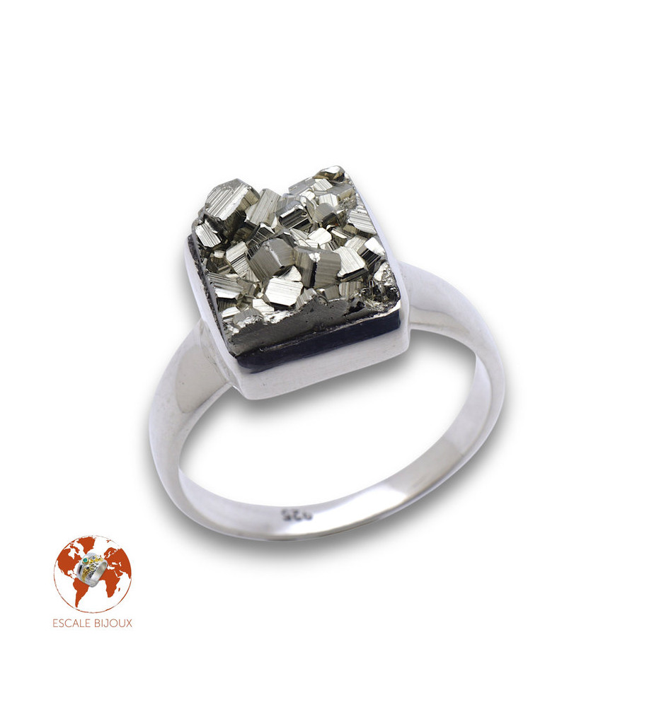 bague pyrite argent