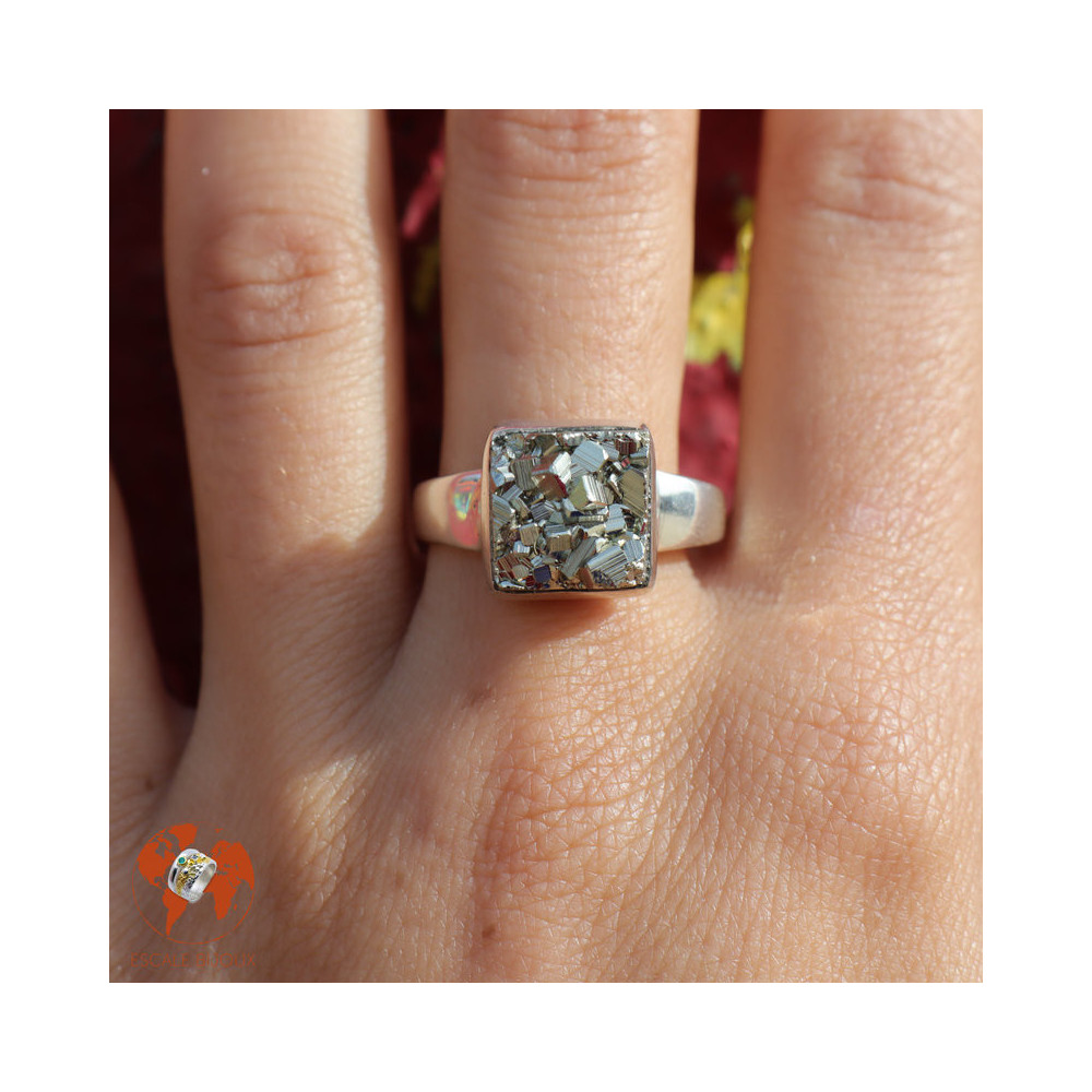 bague pyrite naturelle argent