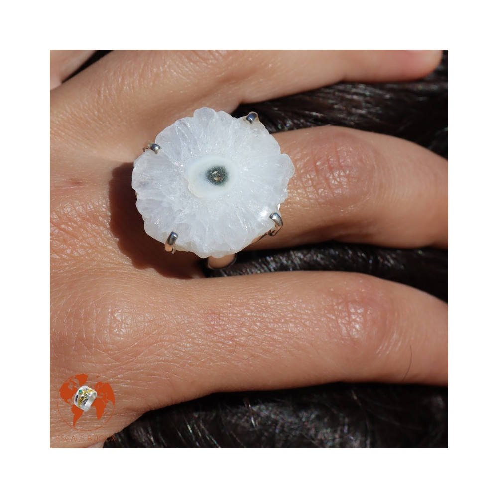 bague argent avec quartz solaire stalactite