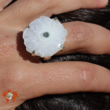 bague argent avec quartz solaire stalactite