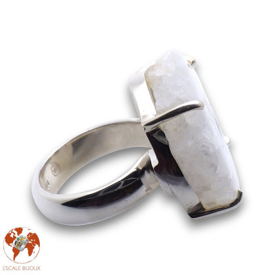 bague argent avec quartz solaire