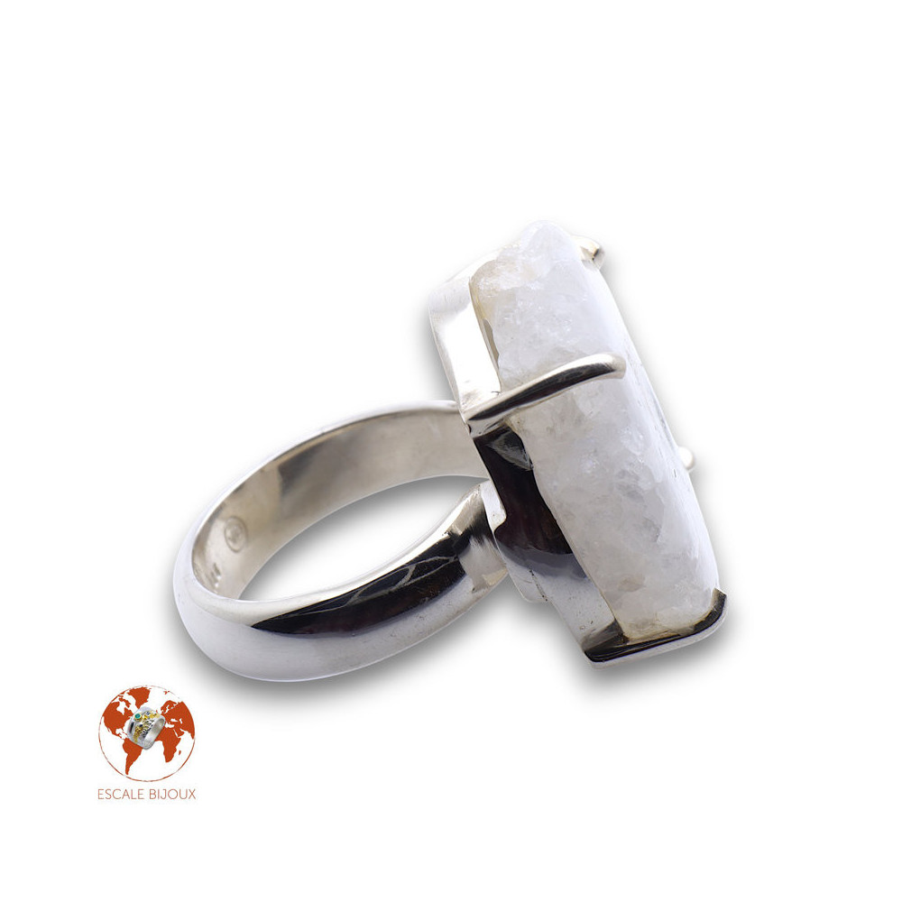 bague argent avec quartz solaire