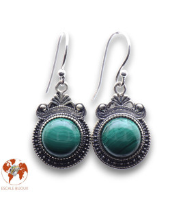 boucle d oreille argent malachite