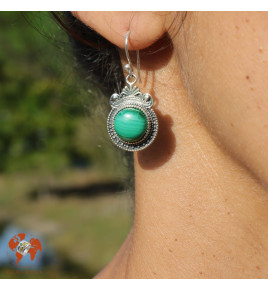 boucle d oreille argent malachite