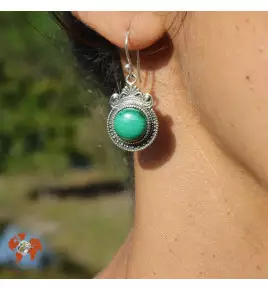 boucle d oreille argent malachite