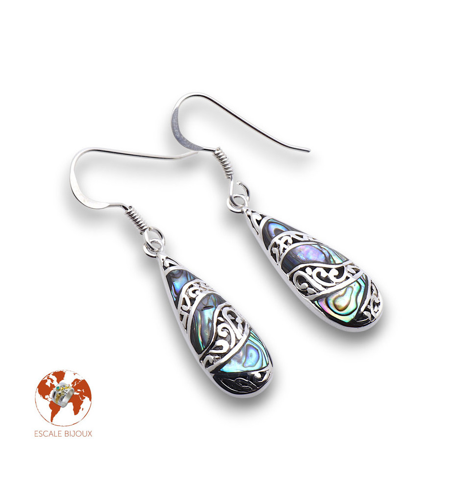 boucles d oreilles argent et abalone femme
