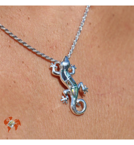 gecko pendentif abalone argent