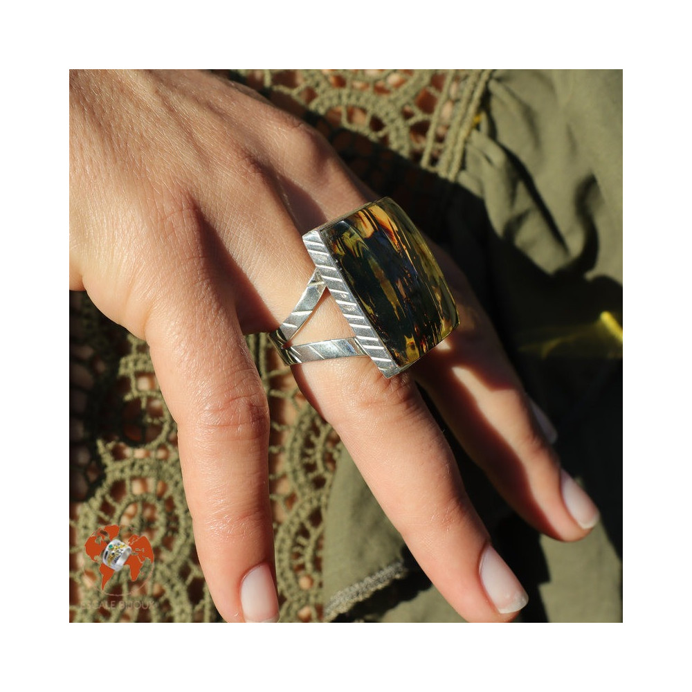 grosse bague ambre