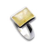 Bague en argent 925 agrémentée d'un ambre jaune baltique
