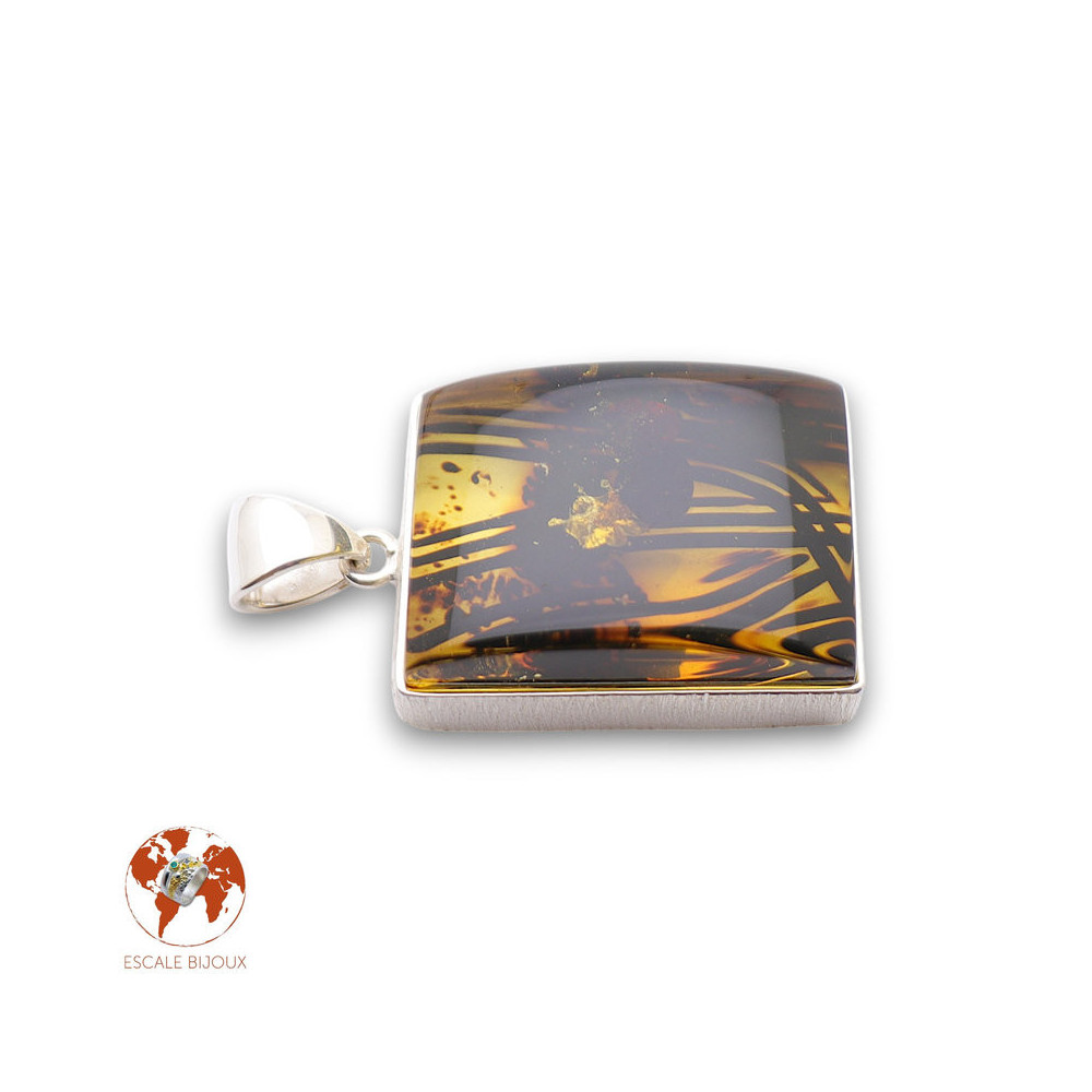 pendentif ambre argent 925