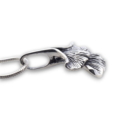 pendentif feuille de ginkgo argent