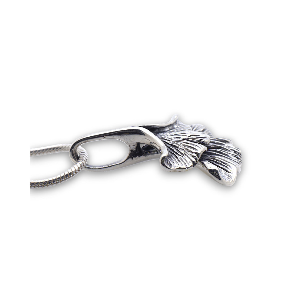 pendentif feuille de ginkgo argent