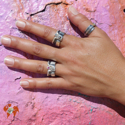 bague argent avec rubis