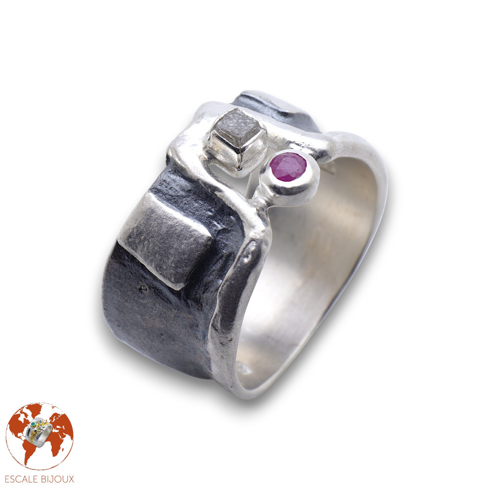 bague argent diamant brut